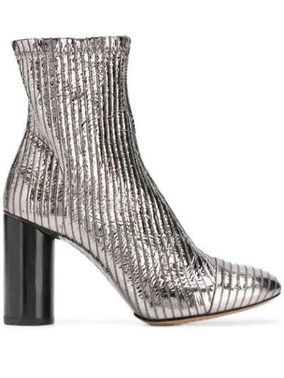Isabel Marant Rillyan Metallic Leather Ankle Boots In Silver