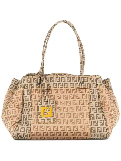 Pre-owned Fendi Zucchino Hand Tote Bag In Brown