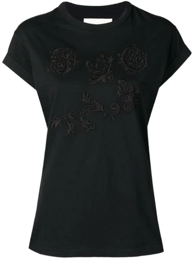 Chloé Embroidered T-shirt - 黑色 In 22s Obsidian Brown