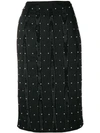 THOM BROWNE PEARL EMBROIDERED PENCIL SKIRT