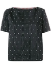 THOM BROWNE PEARL EMBROIDERED MOIRE TEE