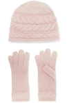 PORTOLANO CABLE-KNIT CASHMERE BEANIE AND GLOVES SET