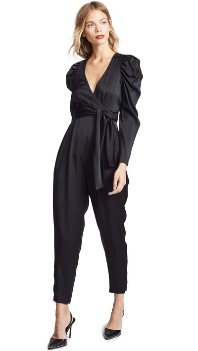 A.l.c Christian Puff-sleeve Belted Jumpsuit In Black