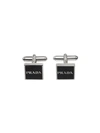 PRADA PRADA SILVER AND ENAMEL CUFFLINKS - 黑色