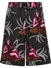 PRADA PRADA HAWAII PRINT SWIM SHORTS - 黑色