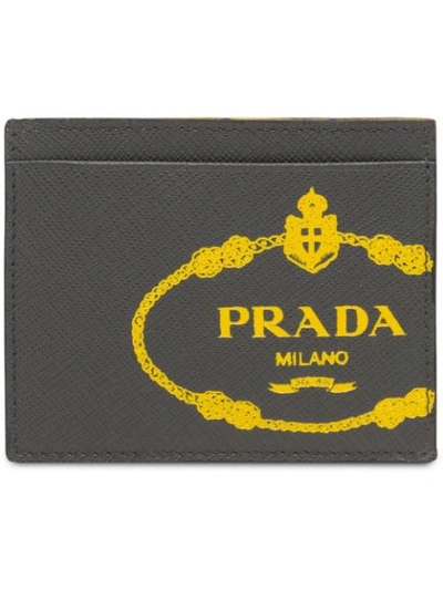 Prada Saffiano Leather Credit Card Holder - 灰色 In Grey
