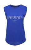 Balmain Iridescent-logo Cotton-jersey Tank Top In Blu