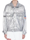 Heron Preston Nasa Denim Jacket In Metallics In Silver