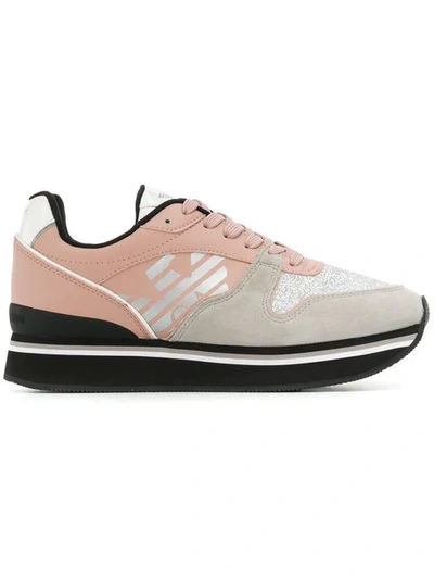 Emporio Armani Flatform Logo Sneakers In Pink