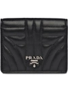 Prada Flap Logo Wallet In Black