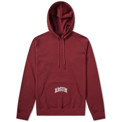 Adsum Washed Collegiate Popover Hoody In Burgundy