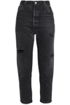 RE/DONE BY LEVI'S WOMAN FADED HIGH-RISE STRAIGHT-LEG JEANS BLACK,GB 7789028784086472