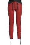 BELSTAFF WOMAN MID-RISE SKINNY LEATHER PANTS RED,GB 3616377385200248