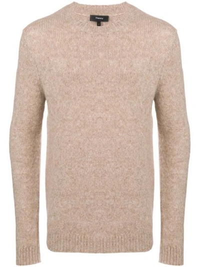 Theory Melange Crew Neck Sweater In Neutrals