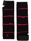 RAF SIMONS RAF SIMONS EMBROIDERED CUFF FINGERLESS WOOL GLOVES - BLACK