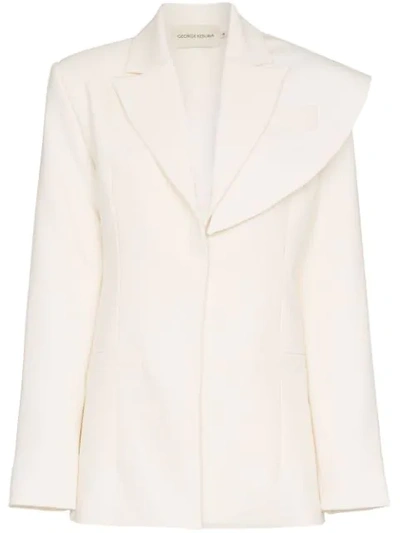 George Keburia Asymmetric Fitted Blazer In White