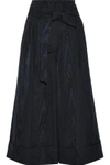 ADAM LIPPES ADAM LIPPES WOMAN TIE-FRONT PLEATED COTTON-BLEND MOIRE CULOTTES MIDNIGHT BLUE,3074457345619341731