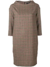 ANTONELLI PLAID BOAT NECK DRESS