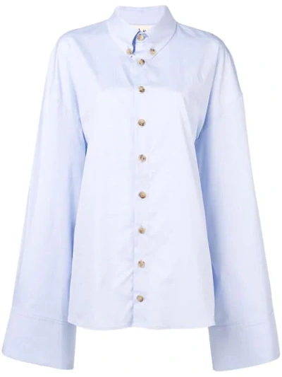 A.w.a.k.e. Oversized Crisp Cotton Shirt In Blue
