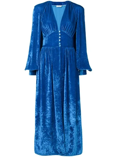 Attico Crushed-velvet Dressing Gown In Blue