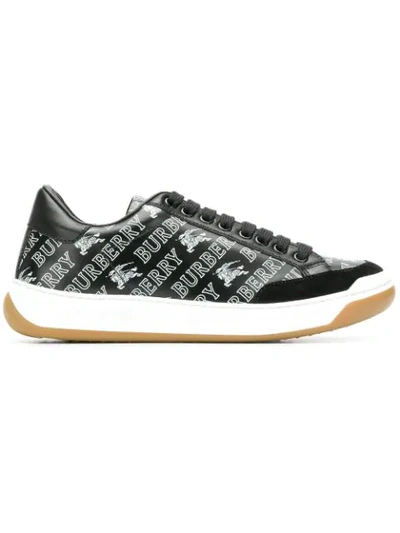 Burberry Women's Timsbury Logo Print Leather Lace-up Trainers In Black