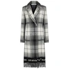 OFF-WHITE MONOCHROME CHECKED WOOL-BLEND COAT