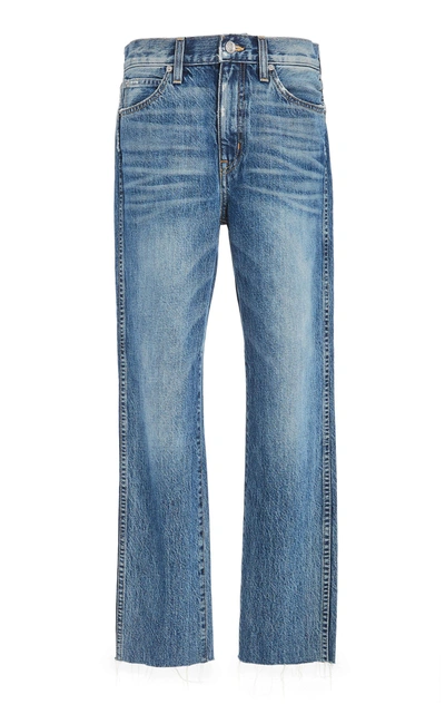 Slvrlake Denim Hero Cropped Raw Hem Mid-rise Straight-leg Jeans In Medium Wash