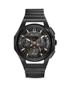 Bulova Men's Chronograph Curv Black Stainless Steel Bracelet Watch 44mm In Black