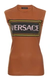 VERSACE LOGO-PRINTED COATED JERSEY TANK TOP,A83040A227601