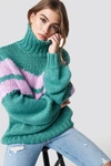 GLAMOROUS KNITTED POLO JUMPER - GREEN