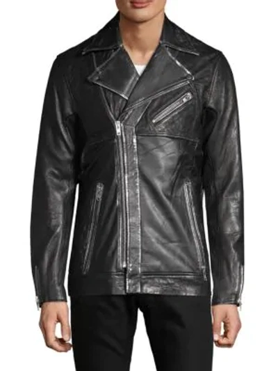 Drifter Maverick Leather Moto Jacket In Black