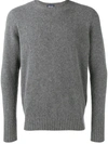 Drumohr Grey Lamb Wool Classic Jumper In Grey