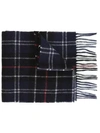 Barbour Wool Scarf With Check Motif In Blue