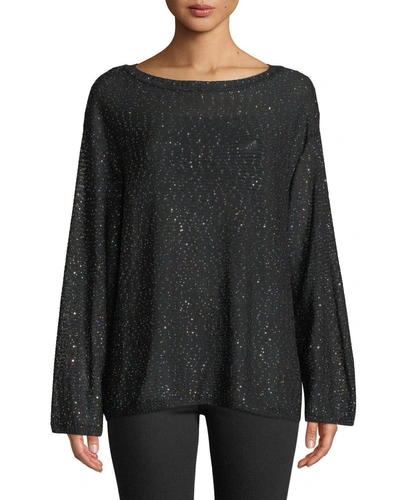 M Missoni Long-sleeve Tunic With Mini Sequins In Black