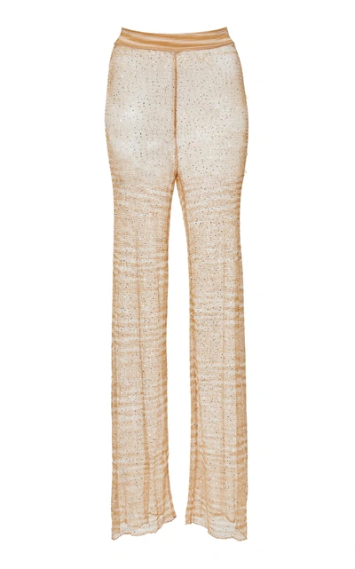 Missoni Straight-leg Open-knit Pants In Orange