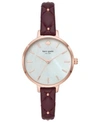 KATE SPADE KATE SPADE NEW YORK WOMEN'S METRO PURPLE QUILTED LEATHER STRAP 34MM