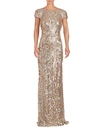 BADGLEY MISCHKA SEQUINED COWL-BACK GOWN,0400089664431