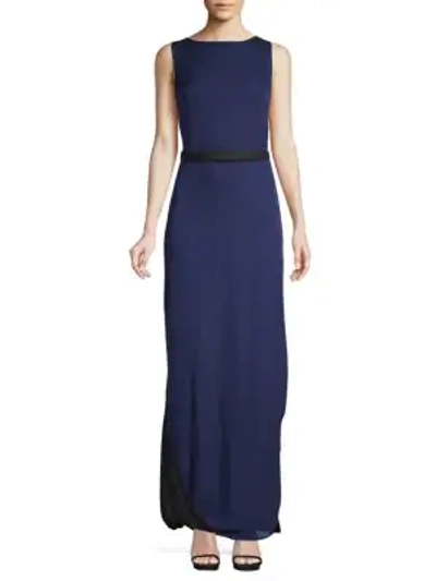 Halston Heritage Cape Back Column Gown In Midnight