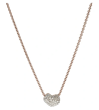 Monica Vinader Rose Gold Plated Vermeil Silver Nura Mini Heart Diamond Necklace