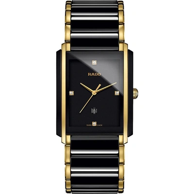Rado Men's Swiss Integral Diamond Accent Two-tone Stainless Steel And Ceramic Bracelet Watch 31x41mm R202 In Black