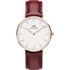 DANIEL WELLINGTON CLASSIC SUFFOLK ROSE-GOLD AND LEATHER STRAP