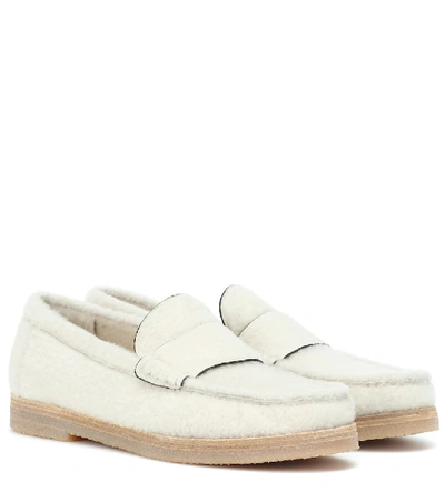 Stuart Weitzman Bromley Shearling Loafers In White