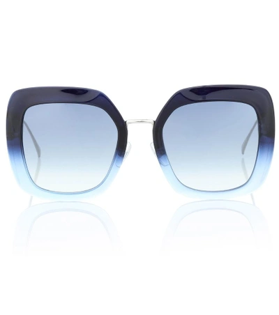 Fendi Eyewear 53方框太阳眼镜 - 蓝色 In Blue