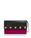 MARC JACOBS STUDDED SUEDE & LEATHER CLUTCH,C0001904