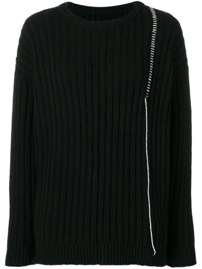 A-cold-wall* Contrast Stitch Ribbed Sweater - 黑色 In Black