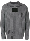 A-COLD-WALL* LOGO PATCH DISTRESSED SWEATER