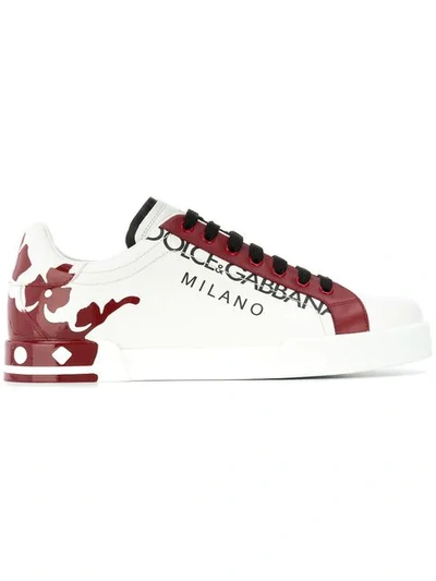 Dolce & Gabbana Trainers Decorated "portofino" In White Leather