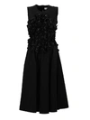 MONCLER BLACK NYLON RUCHED DRESS,10723317