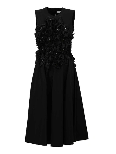 Moncler Black Nylon Ruched Dress