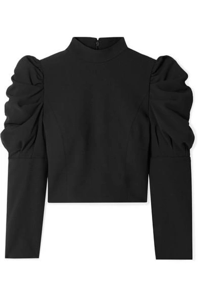 Alice And Olivia Mckayla Turtleneck Cropped Top In Black